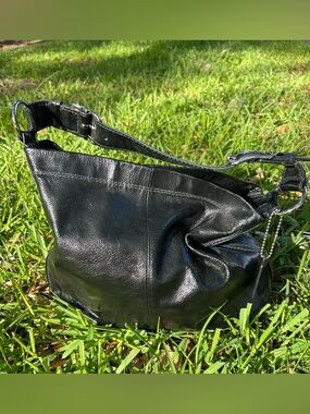 Coach Bag Peyton Black Patent Leather Hobo Shoulder Bag